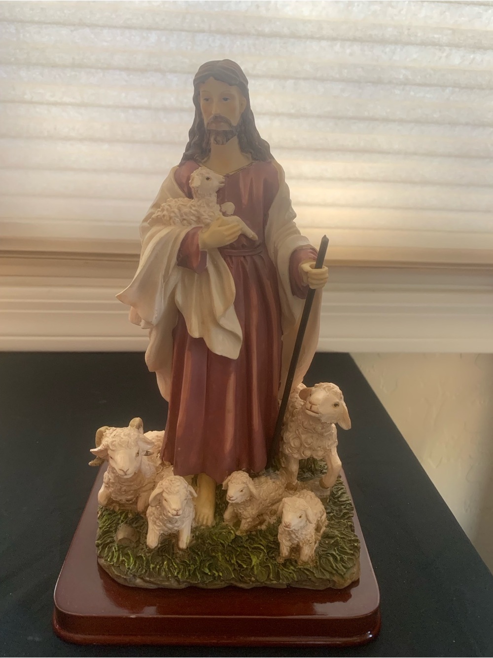 The Good Shepherd Hand-Painted Figurine with Lambs